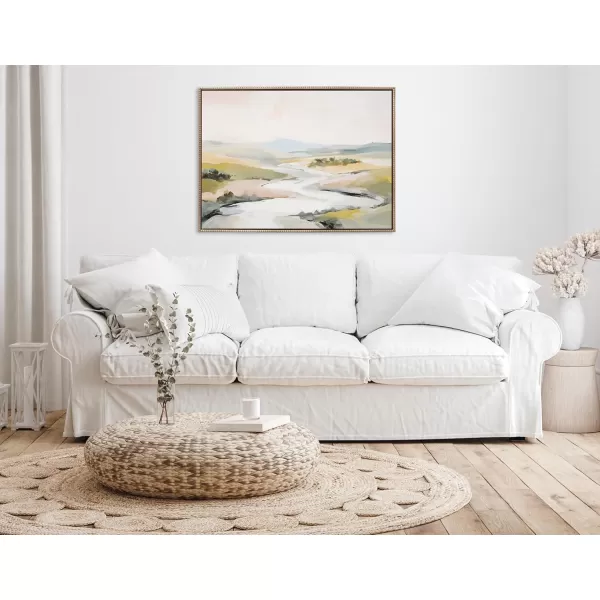 imageKate and Laurel Sylvie Beaded Tranquil Landscape II Vintage Framed Canvas Wall Art by Amy Lighthall 18x24 Gold Abstract Nature Painting Art for WallGold