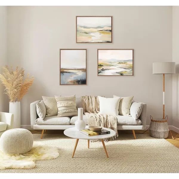 imageKate and Laurel Sylvie Beaded Tranquil Landscape II Vintage Framed Canvas Wall Art by Amy Lighthall 18x24 Gold Abstract Nature Painting Art for WallGold