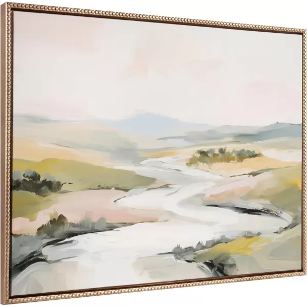 imageKate and Laurel Sylvie Beaded Tranquil Landscape II Vintage Framed Canvas Wall Art by Amy Lighthall 18x24 Gold Abstract Nature Painting Art for WallGold