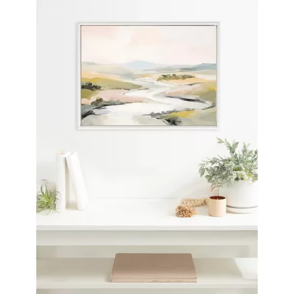 imageKate and Laurel Sylvie Beaded Tranquil Landscape II Vintage Framed Canvas Wall Art by Amy Lighthall 18x24 Gold Abstract Nature Painting Art for WallWhite