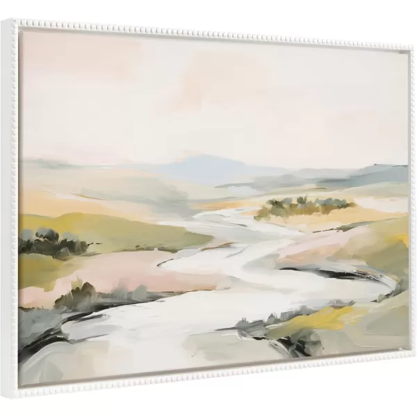 imageKate and Laurel Sylvie Beaded Tranquil Landscape II Vintage Framed Canvas Wall Art by Amy Lighthall 18x24 Gold Abstract Nature Painting Art for WallWhite