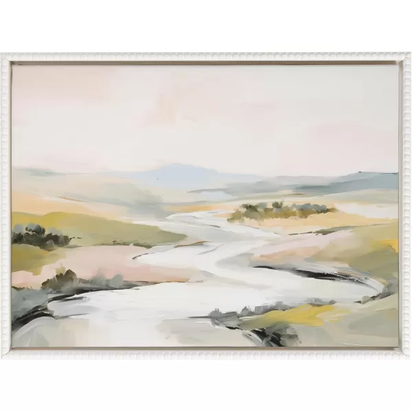 imageKate and Laurel Sylvie Beaded Tranquil Landscape II Vintage Framed Canvas Wall Art by Amy Lighthall 18x24 Gold Abstract Nature Painting Art for WallWhite