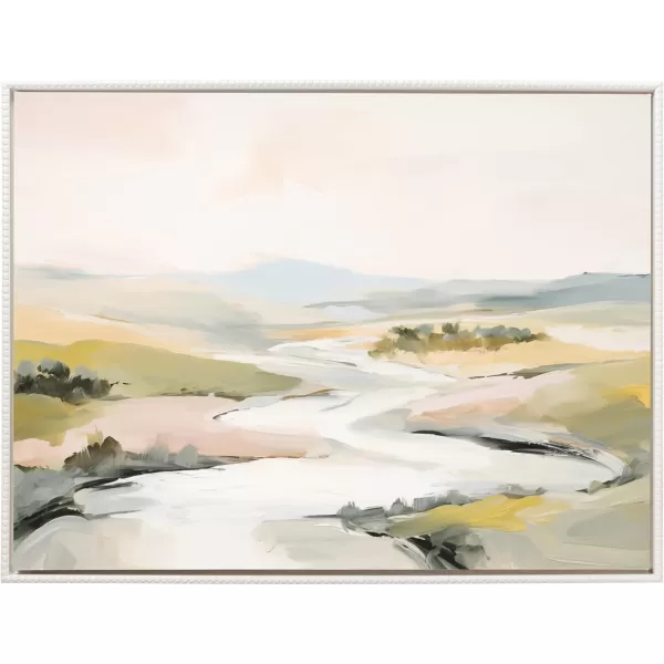 imageKate and Laurel Sylvie Beaded Tranquil Landscape II Vintage Framed Canvas Wall Art by Amy Lighthall 18x24 Gold Abstract Nature Painting Art for WallWhite