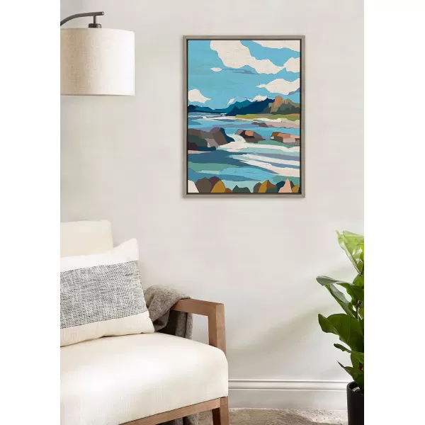 imageKate and Laurel Sylvie Brienz Framed Canvas Wall Art by Nikita Jariwala 18x24 Natural Soft Colorful Nature Landscape Art for Wall Home DcorGray