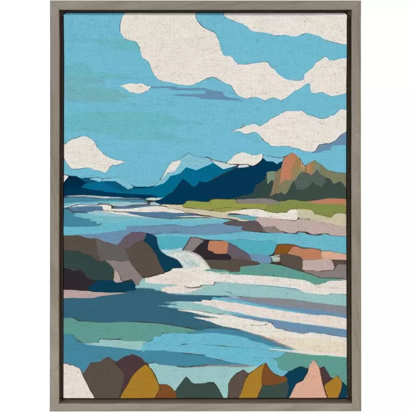 imageKate and Laurel Sylvie Brienz Framed Canvas Wall Art by Nikita Jariwala 18x24 Natural Soft Colorful Nature Landscape Art for Wall Home DcorGray