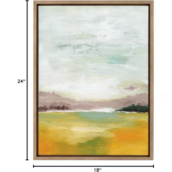 imageKate and Laurel Sylvie Canary Forest Framed Canvas Wall Art by Nikita Jariwala 23x33 Gold Soft Abstract Valley Landscape Art for Wall DecorGold