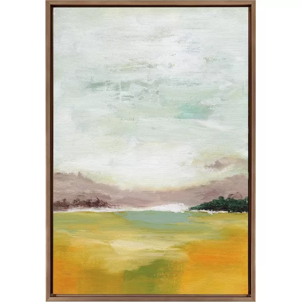 imageKate and Laurel Sylvie Canary Forest Framed Canvas Wall Art by Nikita Jariwala 23x33 Gold Soft Abstract Valley Landscape Art for Wall DecorGold