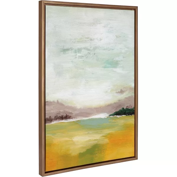 imageKate and Laurel Sylvie Canary Forest Framed Canvas Wall Art by Nikita Jariwala 23x33 Gold Soft Abstract Valley Landscape Art for Wall DecorGold