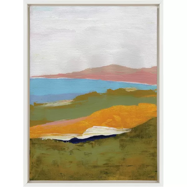 imageKate and Laurel Sylvie Canary Forest Framed Canvas Wall Art by Nikita Jariwala 23x33 Gold Soft Abstract Valley Landscape Art for Wall DecorWhite