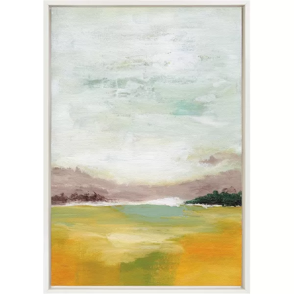 imageKate and Laurel Sylvie Canary Forest Framed Canvas Wall Art by Nikita Jariwala 23x33 Gold Soft Abstract Valley Landscape Art for Wall DecorWhite