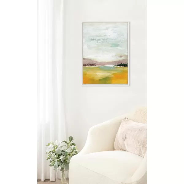 imageKate and Laurel Sylvie Canary Forest Framed Canvas Wall Art by Nikita Jariwala 23x33 Gold Soft Abstract Valley Landscape Art for Wall DecorWhite