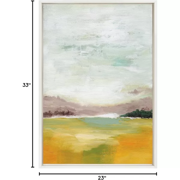 imageKate and Laurel Sylvie Canary Forest Framed Canvas Wall Art by Nikita Jariwala 23x33 Gold Soft Abstract Valley Landscape Art for Wall DecorWhite
