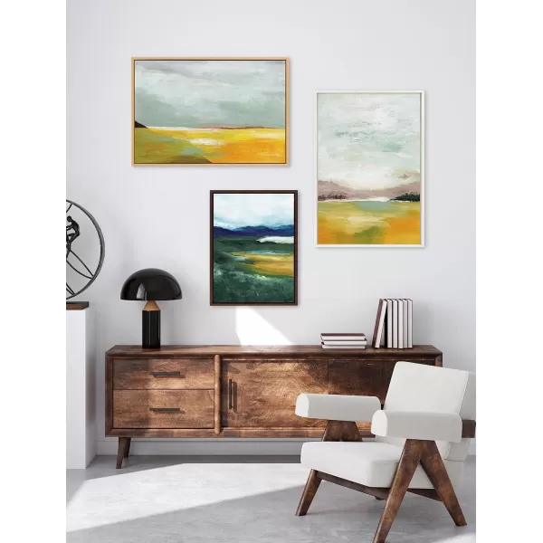 imageKate and Laurel Sylvie Canary Forest Framed Canvas Wall Art by Nikita Jariwala 23x33 Gold Soft Abstract Valley Landscape Art for Wall DecorWhite