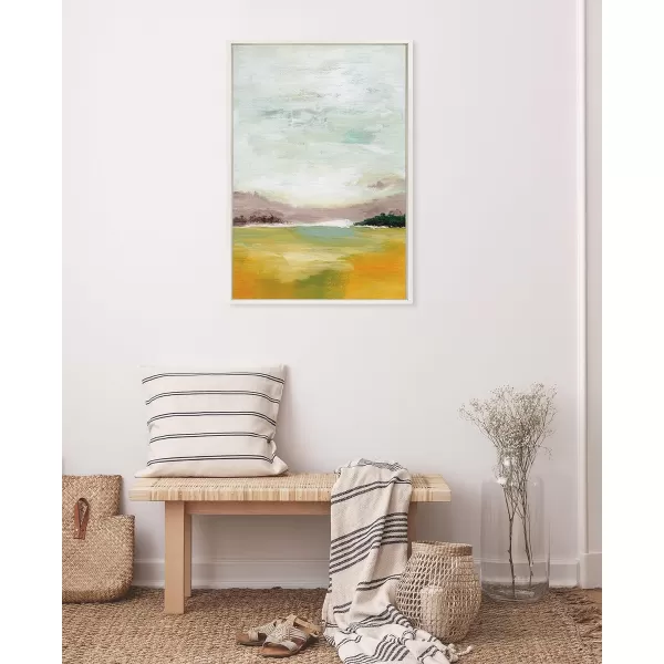 imageKate and Laurel Sylvie Canary Forest Framed Canvas Wall Art by Nikita Jariwala 23x33 Gold Soft Abstract Valley Landscape Art for Wall DecorWhite