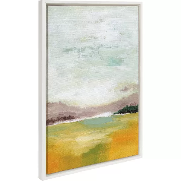 imageKate and Laurel Sylvie Canary Forest Framed Canvas Wall Art by Nikita Jariwala 23x33 Gold Soft Abstract Valley Landscape Art for Wall DecorWhite