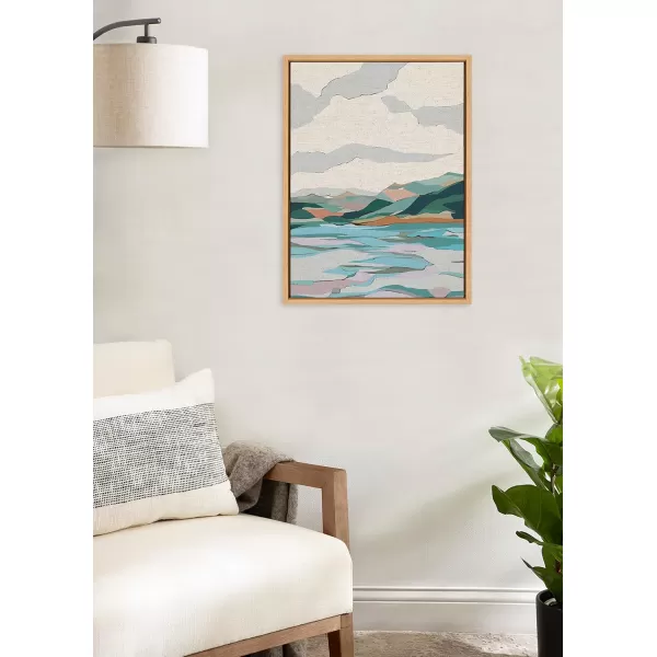 imageKate and Laurel Sylvie Dal Lake Framed Canvas Wall Art by Nikita Jariwala 18x24 Natural Soft Colorful Nature Landscape Art for Wall Home DecorNatural
