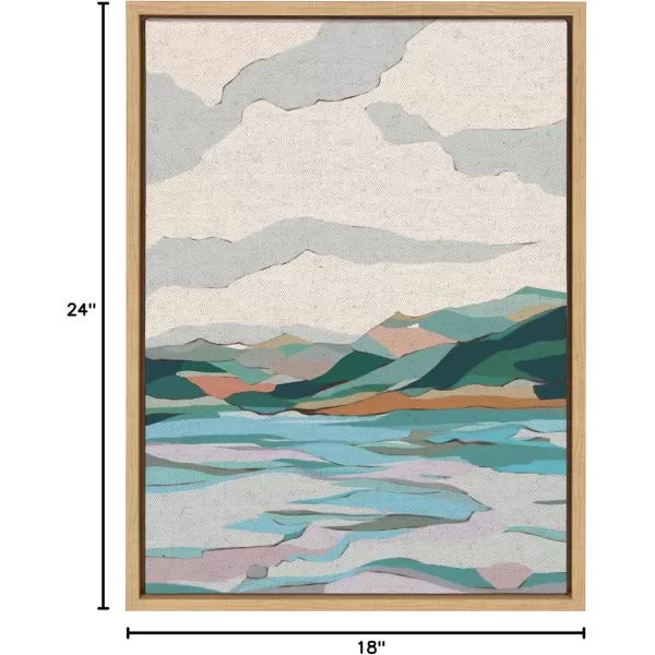 imageKate and Laurel Sylvie Dal Lake Framed Canvas Wall Art by Nikita Jariwala 18x24 Natural Soft Colorful Nature Landscape Art for Wall Home DecorNatural