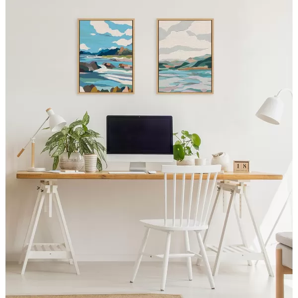 imageKate and Laurel Sylvie Dal Lake Framed Canvas Wall Art by Nikita Jariwala 18x24 Natural Soft Colorful Nature Landscape Art for Wall Home DecorNatural