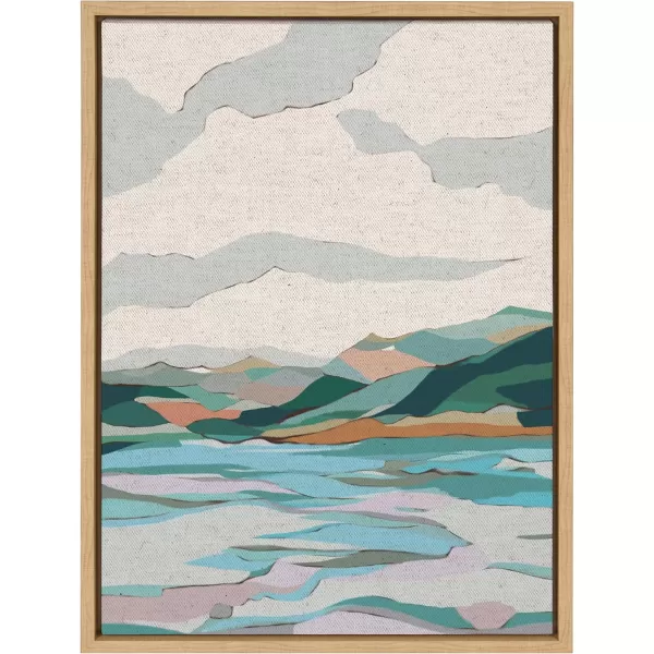imageKate and Laurel Sylvie Dal Lake Framed Canvas Wall Art by Nikita Jariwala 18x24 Natural Soft Colorful Nature Landscape Art for Wall Home DecorNatural