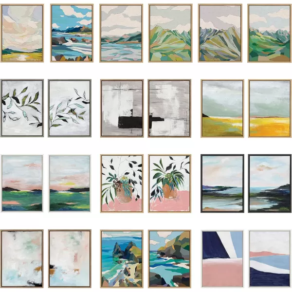imageKate and Laurel Sylvie Emerald Framed Canvas Wall Art by Nikita Jariwala 18x24 Natural Soft Abstract Prairie Landscape Art for Wall DecorGray
