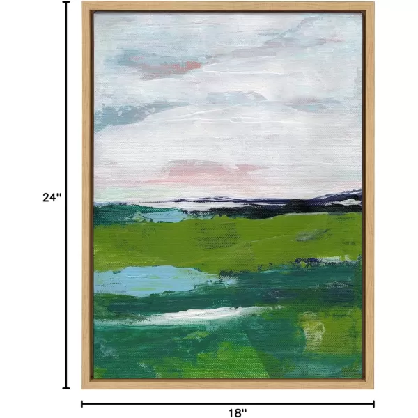 imageKate and Laurel Sylvie Emerald Framed Canvas Wall Art by Nikita Jariwala 18x24 Natural Soft Abstract Prairie Landscape Art for Wall DecorNatural