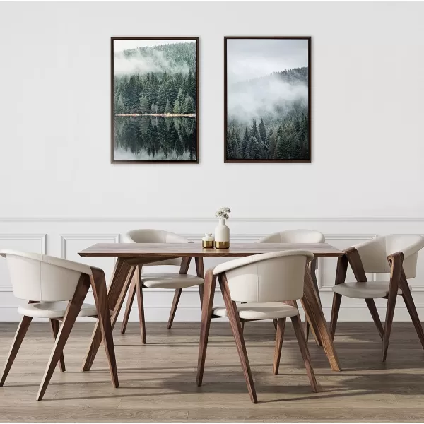 imageKate and Laurel Sylvie Evergreen Reflections Framed Canvas Wall Art by Emiko and Mark Franzen of F2Images 23x33 Gray Natural Mountain Tree Landscape Art for Wall DecorBrown