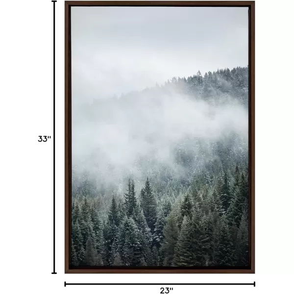 imageKate and Laurel Sylvie Evergreens In Fog Framed Canvas Wall Art by Emiko and Mark Franzen of F2Images 23x33 Brown Natural Mountain Tree Landscape Art for Wall DecorBrown