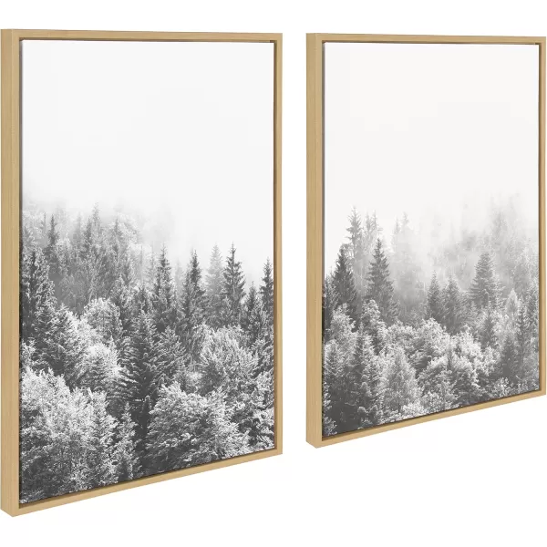 imageKate and Laurel Sylvie Forest On A Foggy Day Black and White Framed Canvas Wall Art Set by The Creative Bunch Studio Set of 2 23x33 Natural Charming Decorative Forest Art for WallNatural