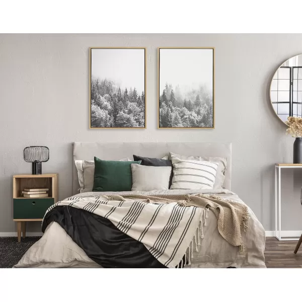 imageKate and Laurel Sylvie Forest On A Foggy Day Black and White Framed Canvas Wall Art Set by The Creative Bunch Studio Set of 2 23x33 Natural Charming Decorative Forest Art for WallNatural