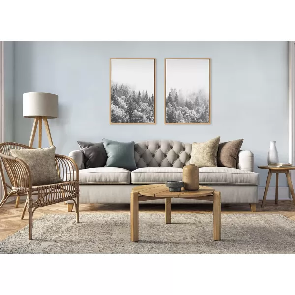 imageKate and Laurel Sylvie Forest On A Foggy Day Black and White Framed Canvas Wall Art Set by The Creative Bunch Studio Set of 2 23x33 Natural Charming Decorative Forest Art for WallNatural
