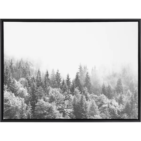 imageKate and Laurel Sylvie Forest On A Foggy Day Black and White Framed Canvas Wall Art by The Creative Bunch Studio 18x40 Black Decorative Landscape Art for WallBlack