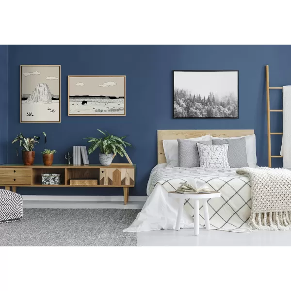 imageKate and Laurel Sylvie Forest On A Foggy Day Black and White Framed Canvas Wall Art by The Creative Bunch Studio 18x40 Black Decorative Landscape Art for WallBlack