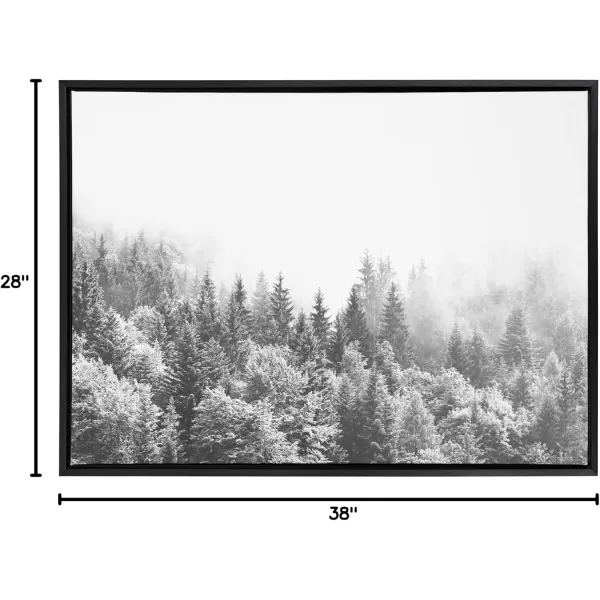 imageKate and Laurel Sylvie Forest On A Foggy Day Black and White Framed Canvas Wall Art by The Creative Bunch Studio 18x40 Black Decorative Landscape Art for WallBlack