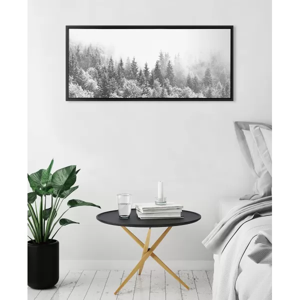 imageKate and Laurel Sylvie Forest On A Foggy Day Black and White Framed Canvas Wall Art by The Creative Bunch Studio 18x40 Black Decorative Landscape Art for WallBlack