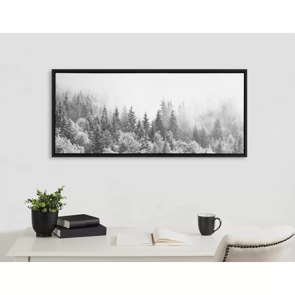 imageKate and Laurel Sylvie Forest On A Foggy Day Black and White Framed Canvas Wall Art by The Creative Bunch Studio 18x40 Black Decorative Landscape Art for WallBlack