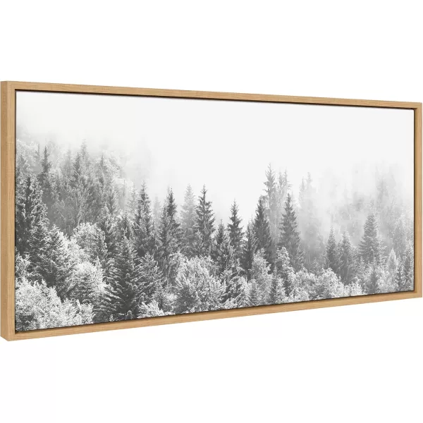 imageKate and Laurel Sylvie Forest On A Foggy Day Black and White Framed Canvas Wall Art by The Creative Bunch Studio 18x40 Black Decorative Landscape Art for WallNatural