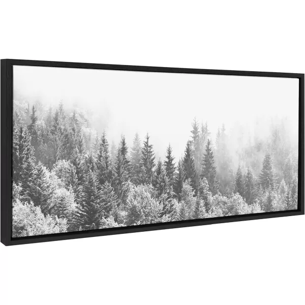 imageKate and Laurel Sylvie Forest On A Foggy Day Black and White Framed Canvas Wall Art by The Creative Bunch Studio 18x40 Black Decorative Landscape Art for WallBlack