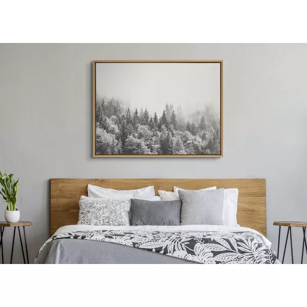 imageKate and Laurel Sylvie Forest On A Foggy Day Black and White Framed Canvas Wall Art by The Creative Bunch Studio 18x40 Black Decorative Landscape Art for WallNatural