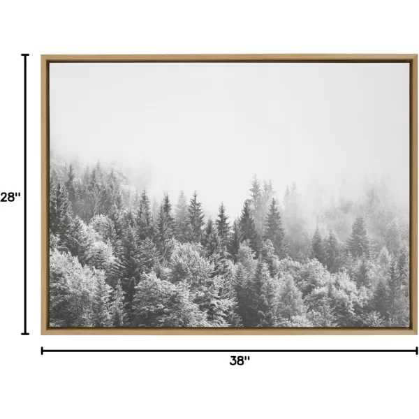 imageKate and Laurel Sylvie Forest On A Foggy Day Black and White Framed Canvas Wall Art by The Creative Bunch Studio 18x40 Black Decorative Landscape Art for WallNatural