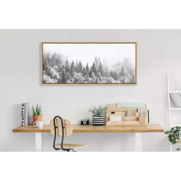 imageKate and Laurel Sylvie Forest On A Foggy Day Black and White Framed Canvas Wall Art by The Creative Bunch Studio 18x40 Black Decorative Landscape Art for WallNatural