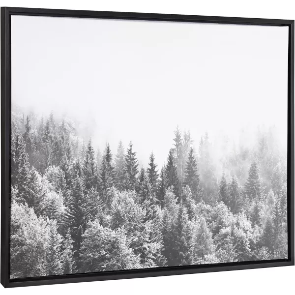 imageKate and Laurel Sylvie Forest On A Foggy Day Black and White Framed Canvas Wall Art by The Creative Bunch Studio 18x40 Black Decorative Landscape Art for WallBlack
