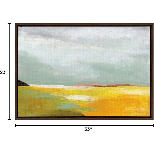 imageKate and Laurel Sylvie Golden Root Lake Framed Canvas Wall Art by Nikita Jariwala 18x40 Natural Soft Abstract Prairie Landscape Art for Wall DecorBrown