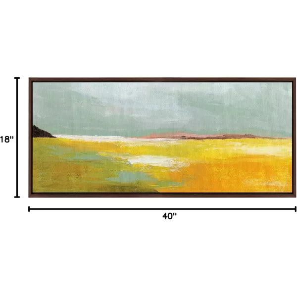 imageKate and Laurel Sylvie Golden Root Lake Framed Canvas Wall Art by Nikita Jariwala 18x40 Natural Soft Abstract Prairie Landscape Art for Wall DecorBrown