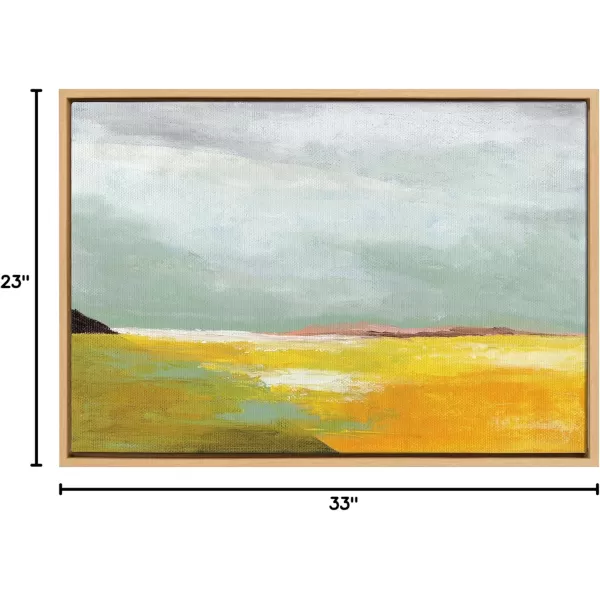 imageKate and Laurel Sylvie Golden Root Lake Framed Canvas Wall Art by Nikita Jariwala 18x40 Natural Soft Abstract Prairie Landscape Art for Wall DecorNatural