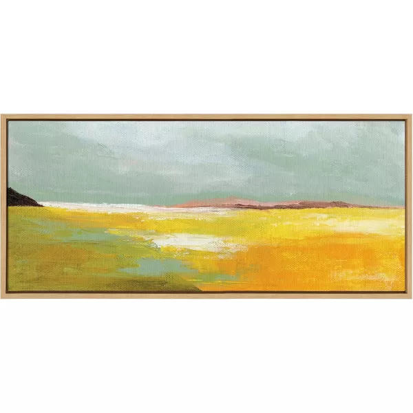 imageKate and Laurel Sylvie Golden Root Lake Framed Canvas Wall Art by Nikita Jariwala 18x40 Natural Soft Abstract Prairie Landscape Art for Wall DecorNatural