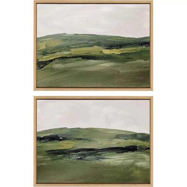 imageKate and Laurel Sylvie Green Mountain Landscape I and II Framed Canvas Wall Art Set by Amy Lighthall 2 Piece Set 18x24 Natural Modern Soft Watercolor Nature Landscape Art for Wall Home DcorNatural