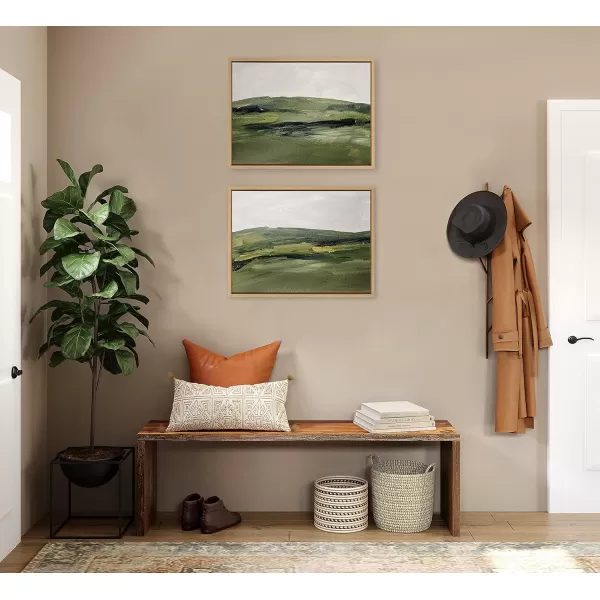 imageKate and Laurel Sylvie Green Mountain Landscape I and II Framed Canvas Wall Art Set by Amy Lighthall 2 Piece Set 18x24 Natural Modern Soft Watercolor Nature Landscape Art for Wall Home DcorNatural