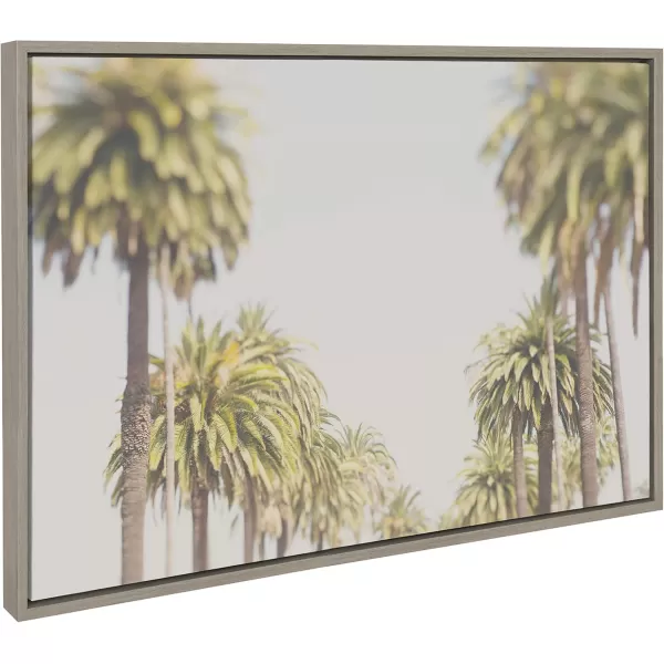 imageKate and Laurel Sylvie LA California Palm Trees Framed Canvas Wall Art by Laura Evans 23x33 Gray Beautiful West Coast Wall Decor