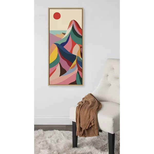 imageKate and Laurel Sylvie MCM Mountains Framed Canvas Wall Art by Rachel Lee of My Dream Wall 23x33 Natural Decorative Midcentury Modern Art for Wall18x40