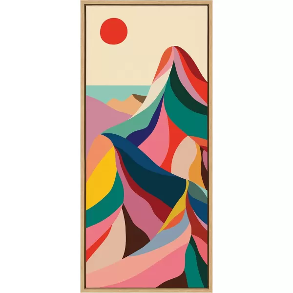 imageKate and Laurel Sylvie MCM Mountains Framed Canvas Wall Art by Rachel Lee of My Dream Wall 23x33 Natural Decorative Midcentury Modern Art for Wall18x40